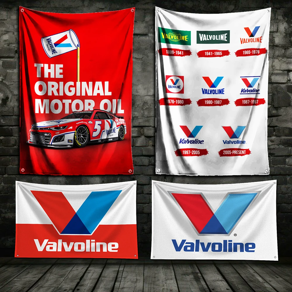 3x5 Ft V-valvolines Oil Flag Polyester Digital Printing Banner for Garage Wall Art Out Door Decoration With Brass Grommets