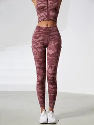 Sexy Hip Lift Camo Gym Athletic Leggings Women Fitness Leggings Pants Workout Sports Camouflage Printed Yoga Pants With Pockets