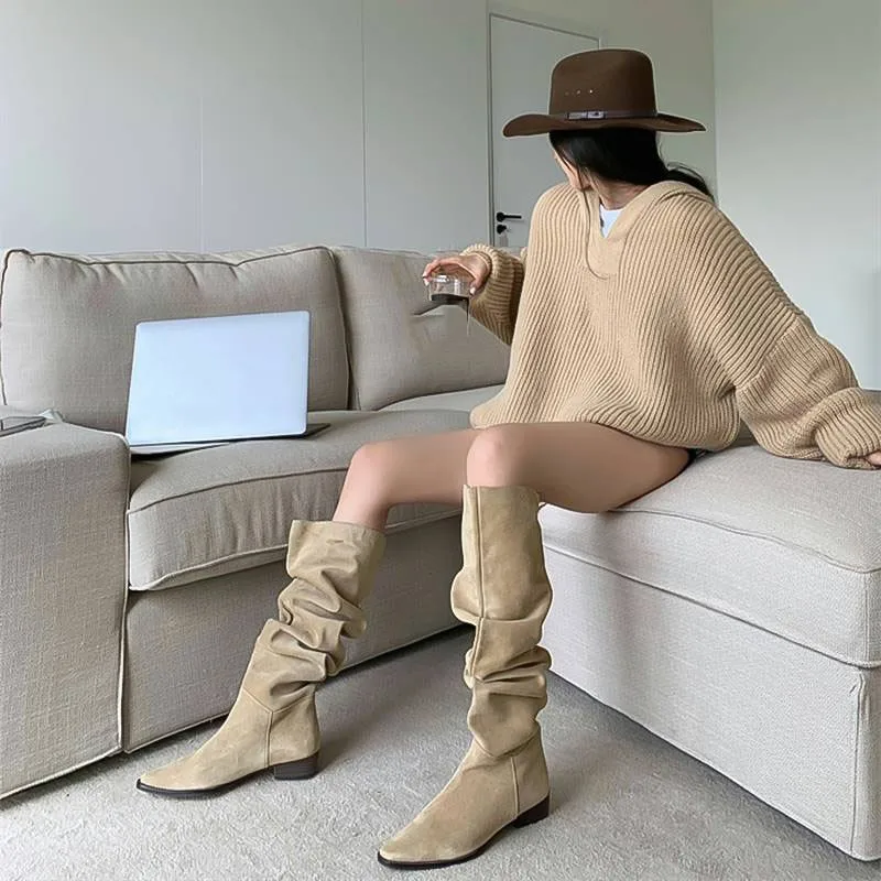 

Брендовые модные сапоги до колена на наклонном каблуке, женские вечерние сапоги на платформе и толстом каблуке с боковой молнией, эластичные сапоги из лакированной кожи, размер 43