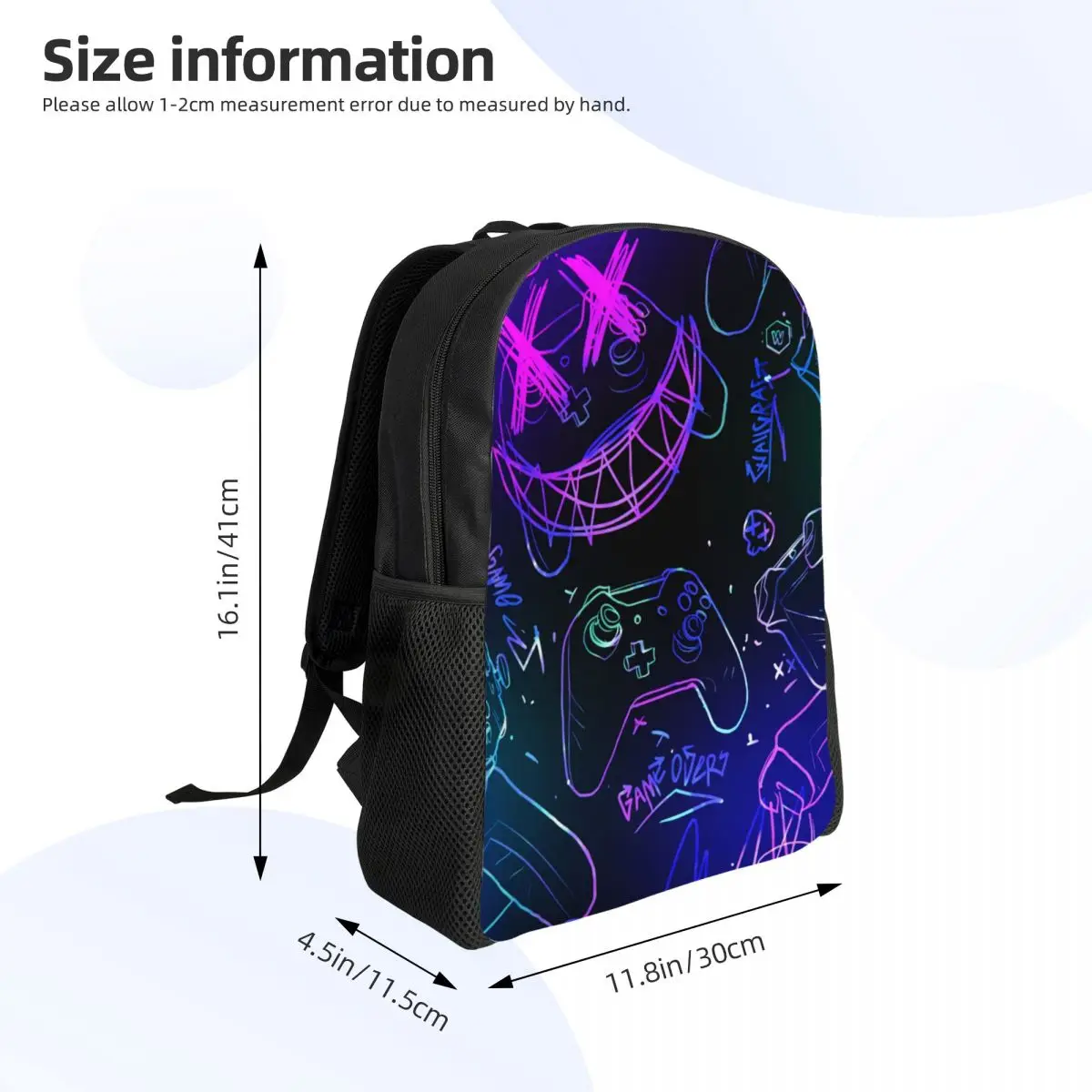 Custom Gamer Gaming Controller Button Backpacks for Women Men Water Resistant College School Video Game Lover Gift Bag Bookbag