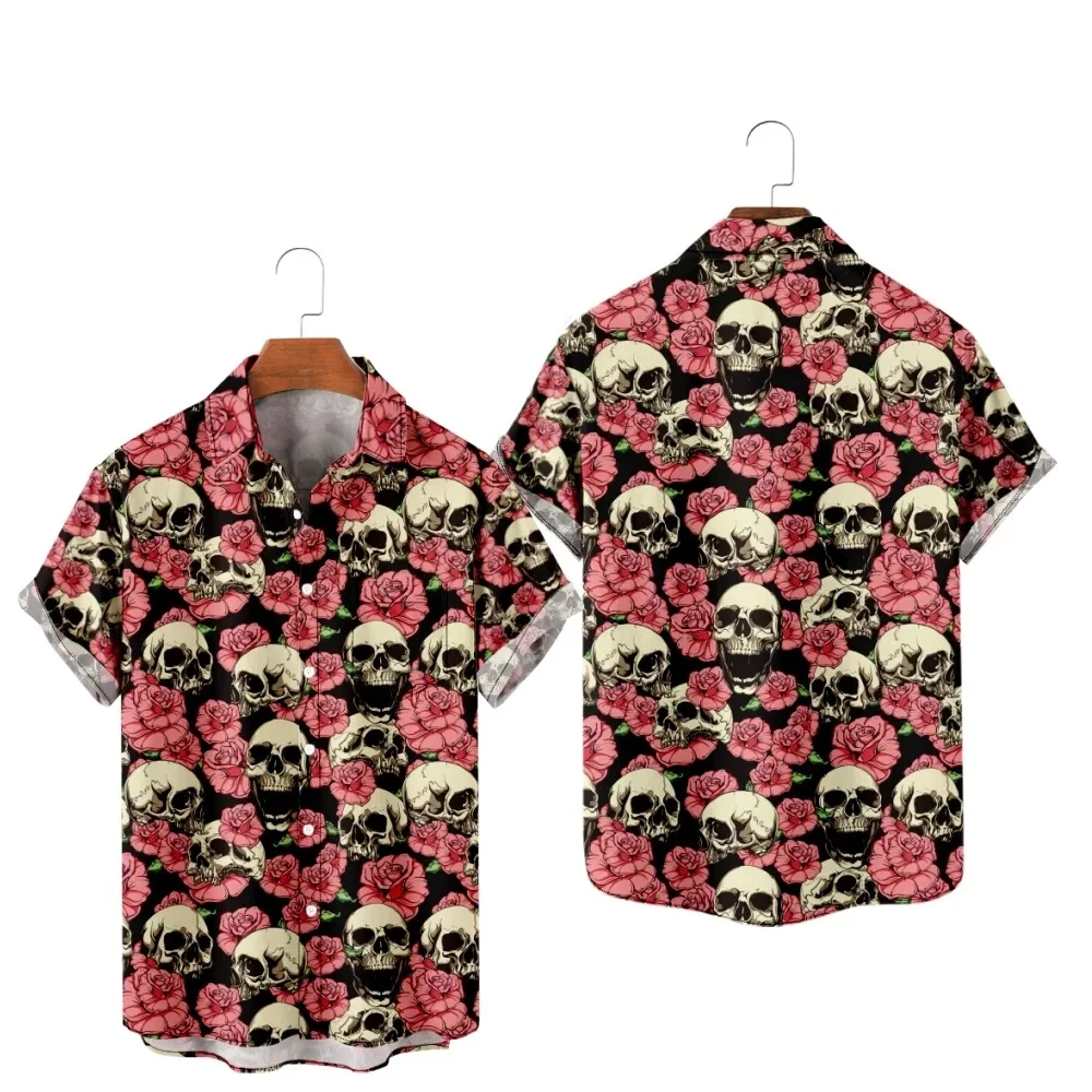 

Men's Shirt Horror Skull 3D Print Men's Clothing Oversized Summer Casual Hawaii Beach Hawaiian Harajuku Fashion Holiday Shirt