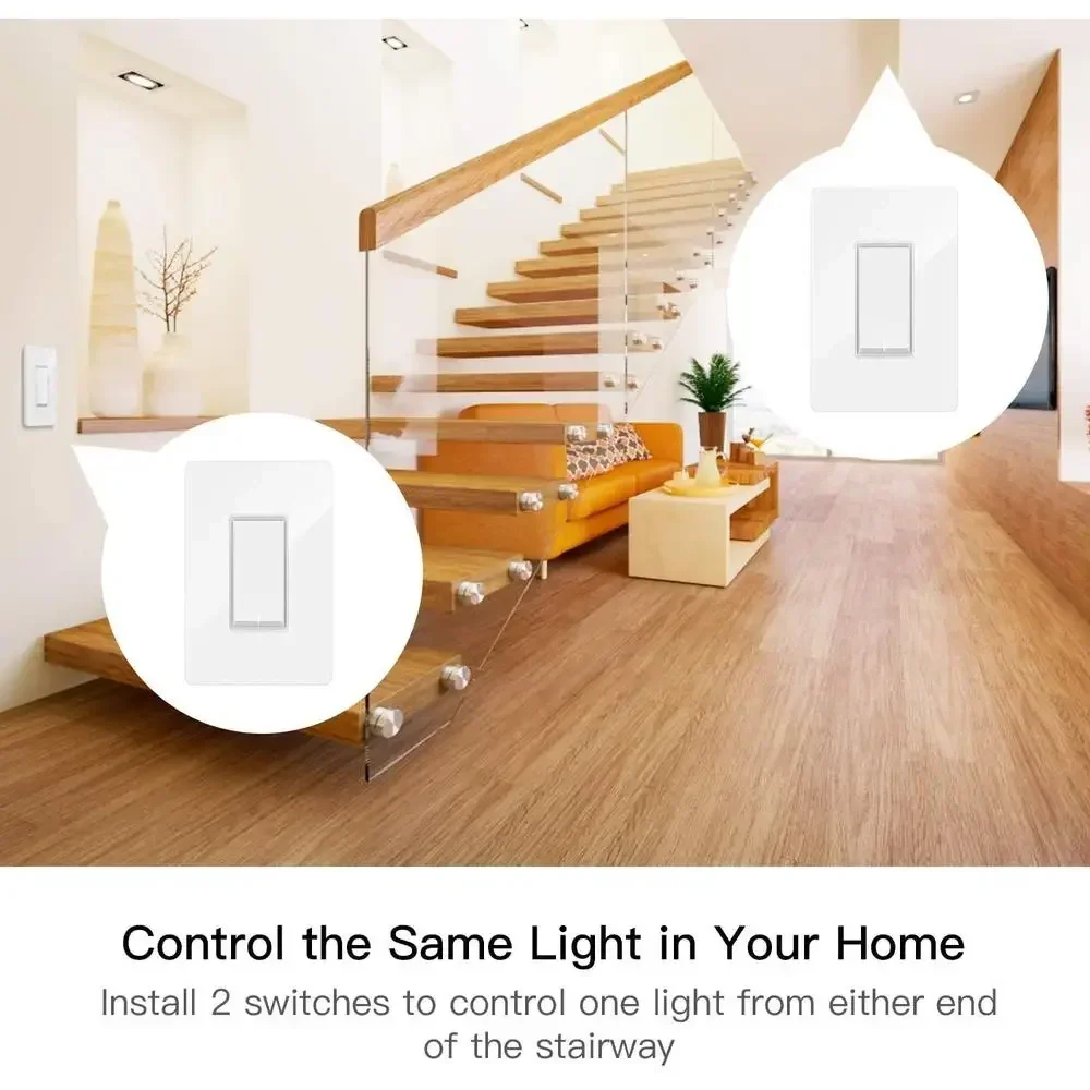 Saklar Lampu WiFi 3 Jalur 4 Buah 2.4GHz Kompatibel dengan Alexa Google Home Kontrol Jarak Jauh Pemasangan Mudah Kontrol Suara