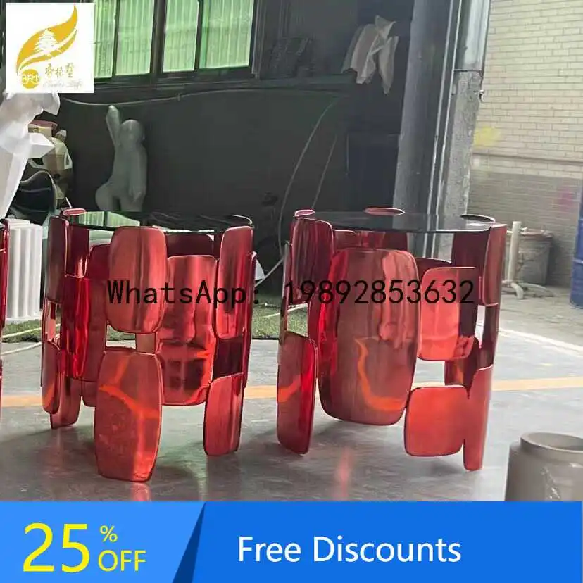 

Modern Light Luxury Creative 3D Printed Electroplated Classical Coffee Table Home Living Room Side Table