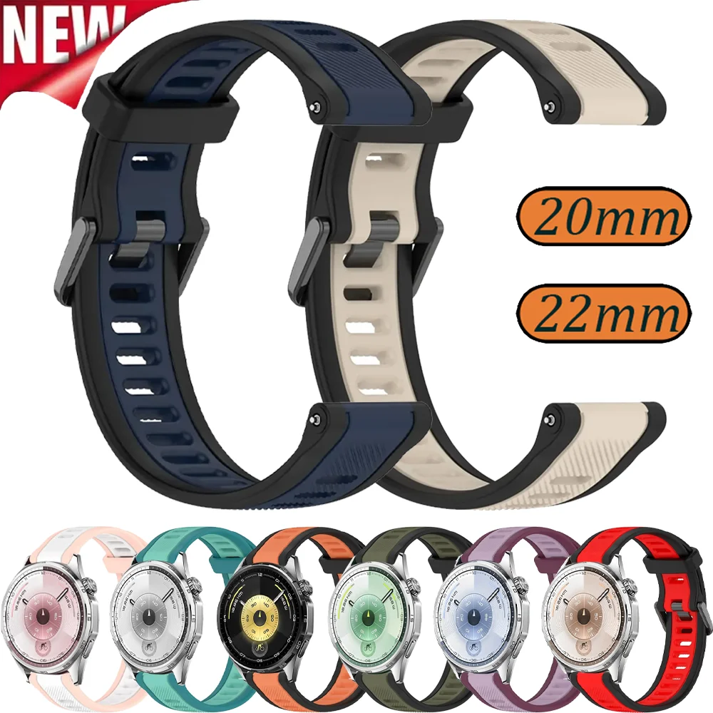 18/20/22 مللي متر سيليكون حزام لهواوي ساعة GT6-5-4 46/41 مللي متر GT6 برو 46 مللي متر الرياضة تنفس لساعة سامسونج 7 6 5 4 استبدال الفرقة