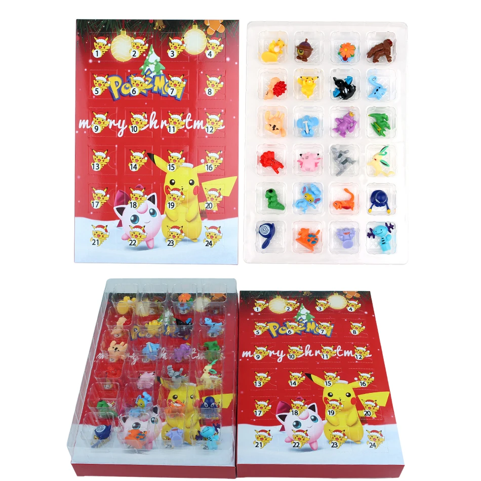 Figura de Pokémon, calendario de Adviento de Navidad, caja de regalos, Kawaii, Pikachu, Anime, modelo de acción figural, juguetes para niños