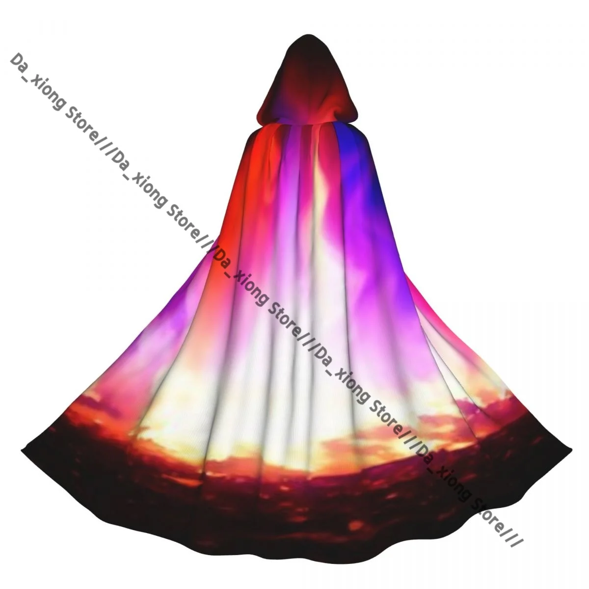 

Fire Abstract Background Witch Cloak Hooded Cosplay Costume Halloween Adult Long Party Cape