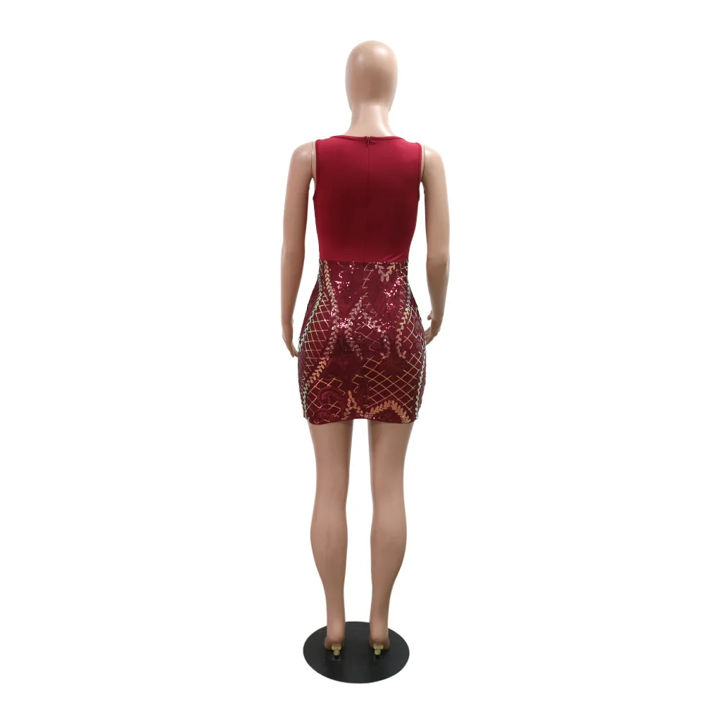 Pailletten Jurk Vrouwen Jurken Bodycon Billen Slanke Print O Hals Knielengte Vestidos Hoge Taille Party 2025, Zomer Sexy Club