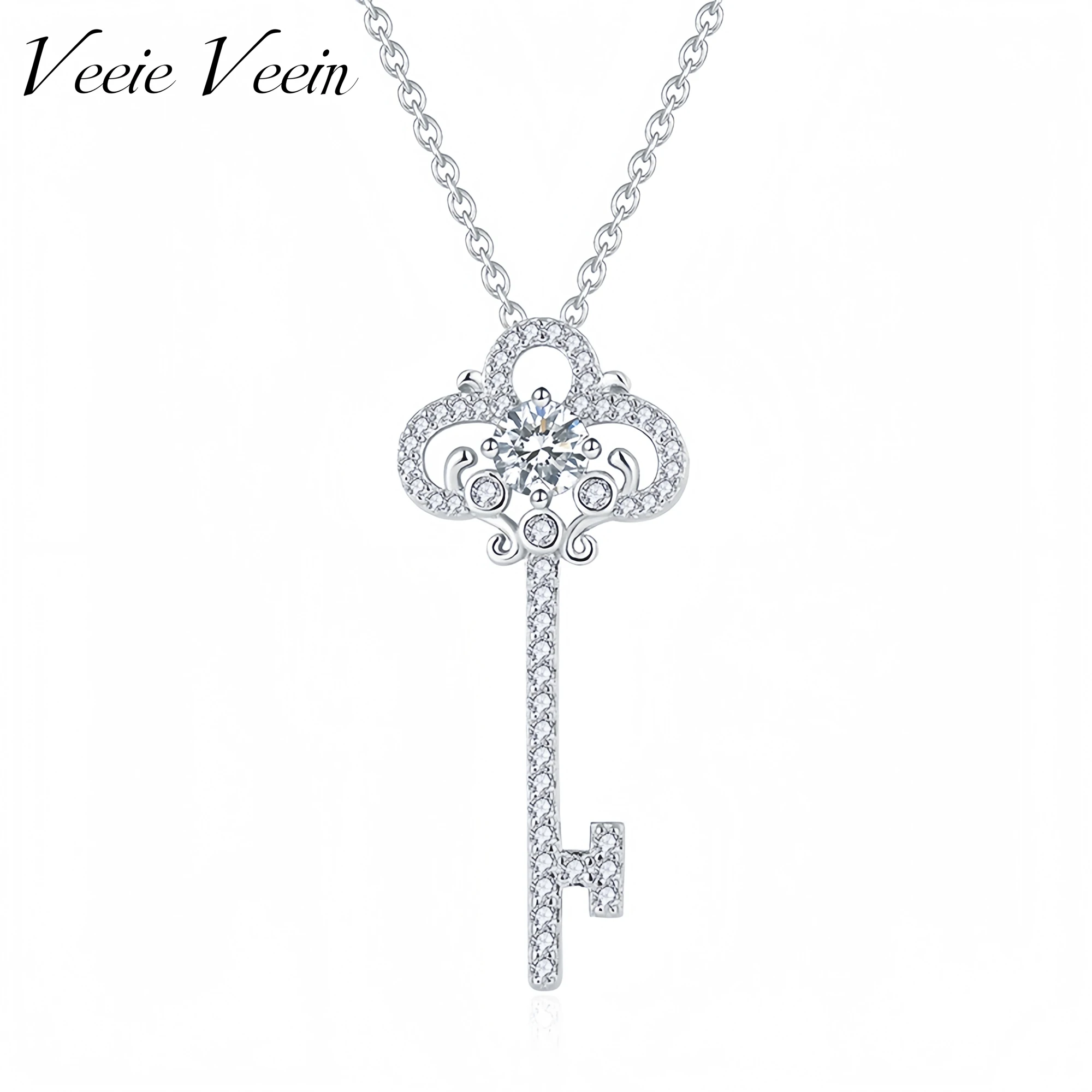 

Veeie Veein Luxury Brand S925 Sterling Silver Necklace Accessory Womens Key Fashion Pendant Women Necklace Jewelry