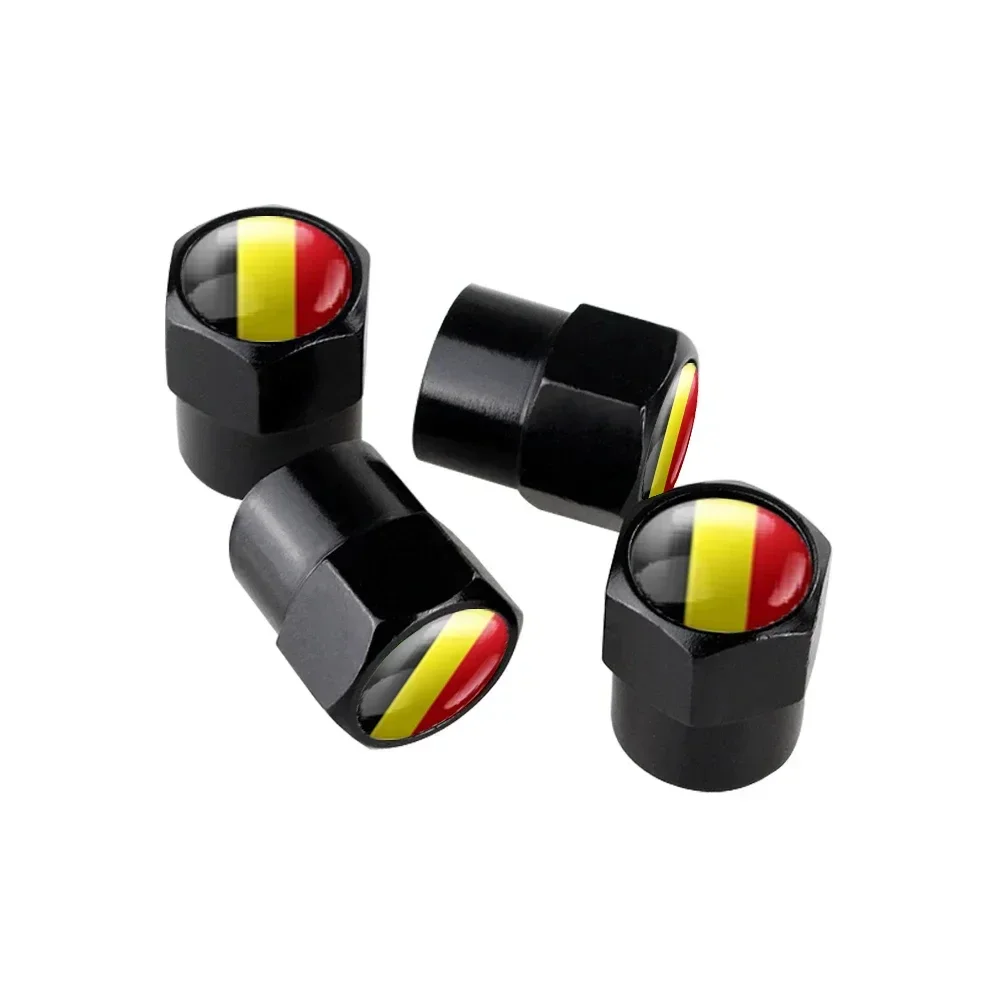 4PCS Belgium Flag Car Wheel Tire Valve Caps Tyre Stem For Honda Mugen Accord Fit Odyssey CRV Pilot Civic City Jade Insight