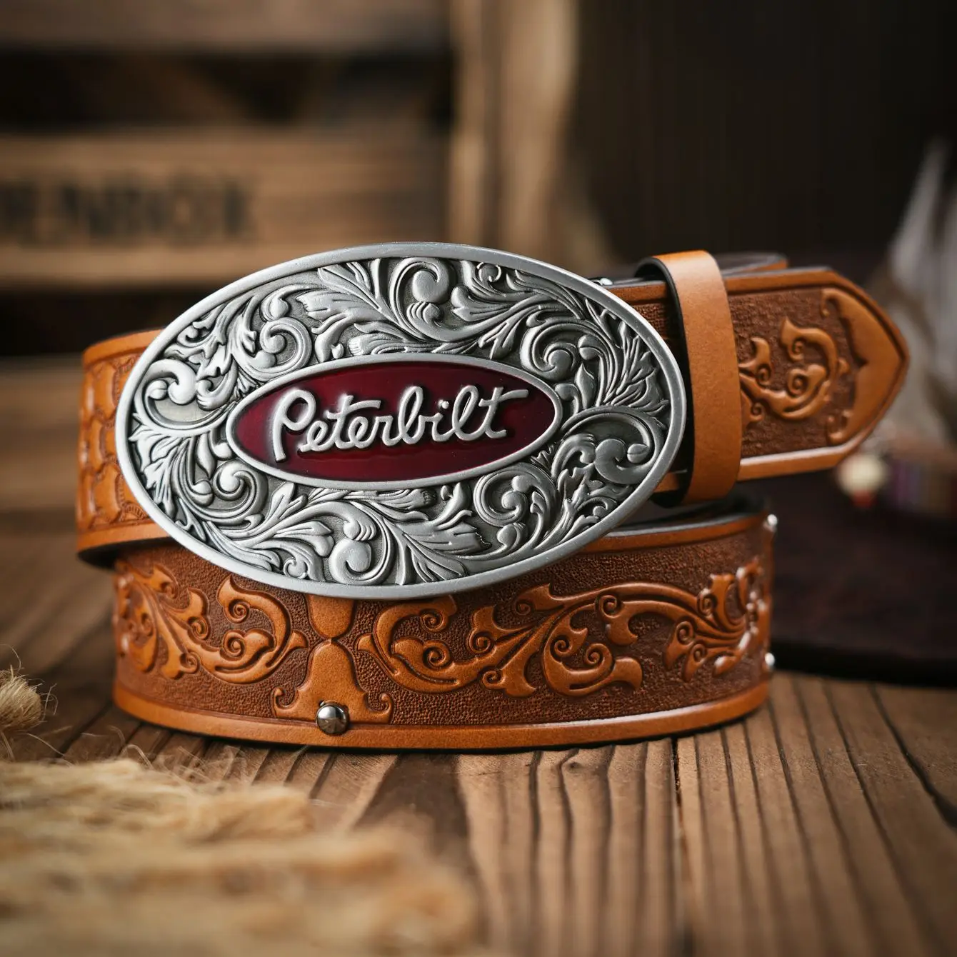 A men's western denim style PU belt