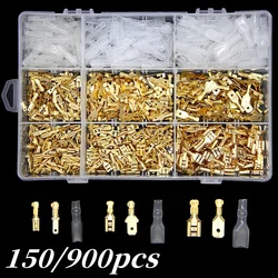 150/900PCS Femmina Maschio Spade Wire Connettori di testa Capicorda Batteria Avviamento Cavo di Giunzione Terminali A Crimpare Elettrici Kit Assortimento