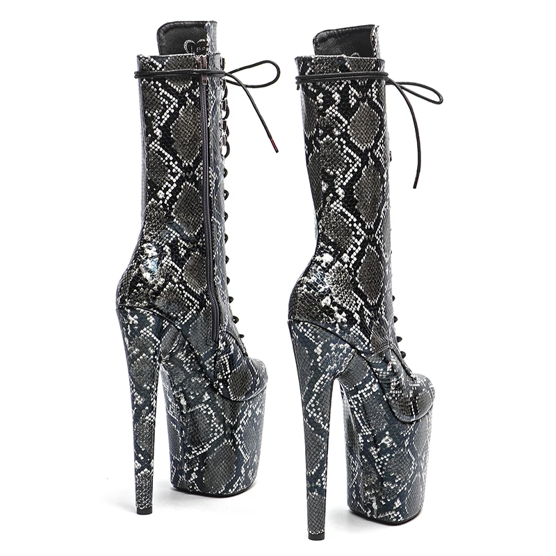 Leecabe  Snake 20CM/8inches Pole dancing shoes High Heel platform Boots closed toe Pole Dance boots