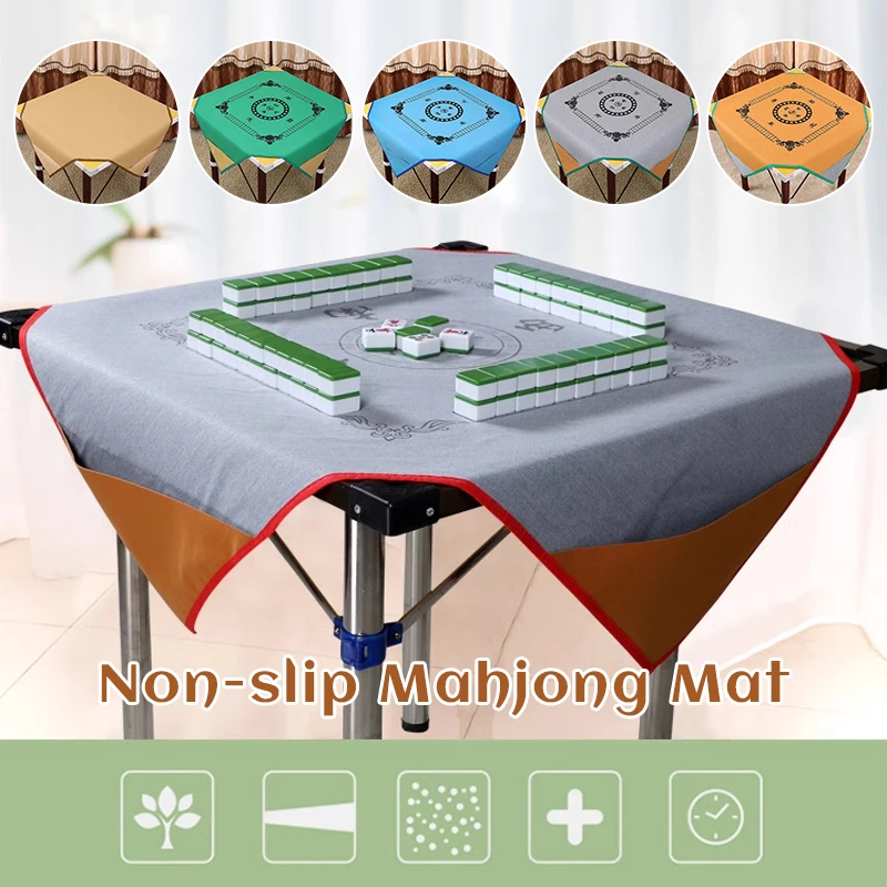 

Square Mahjong Mat Non-Slip Mahjong Pad Tile Game Mat with Pockets for Home Hotel Entertainment Flocking Fabric