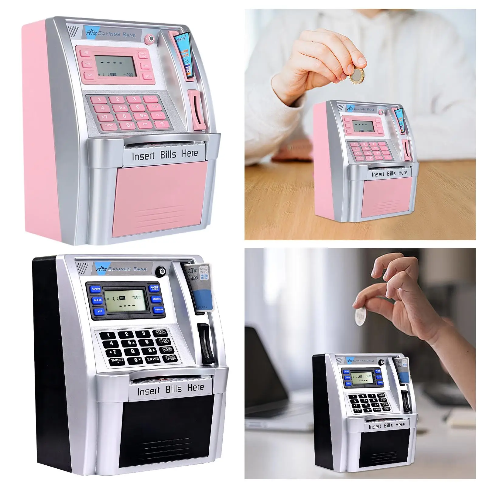 Cofrinho atm para crianças, rolagem automática de dinheiro, banco eletrônico, caixa de economia de dinheiro para crianças, meninos, meninas, adolescentes, presentes de aniversário