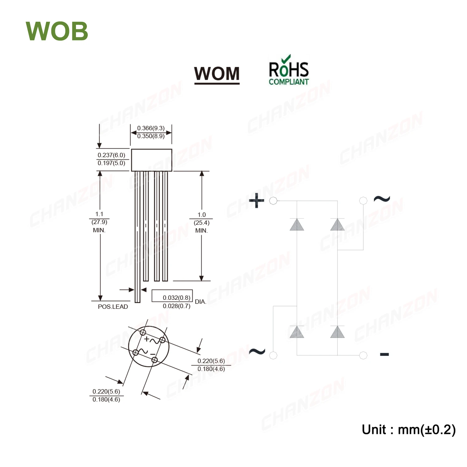 20Pcs 100% Original 2W10 Brand New Diode Bridge Rectifier 2A 1000V WOB Single Phase Full Wave Through Hole Axial Silicon Diodes