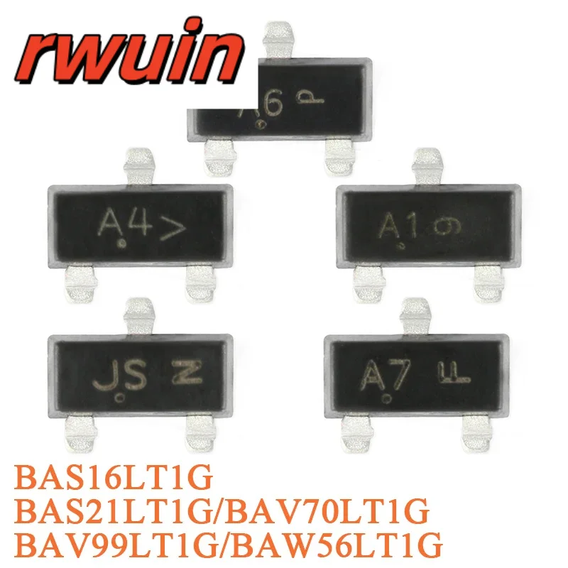 50Pcs BAW56LT1G A1 BAW56 SOT-23 70V/200mA Patch Switching Diode BAS16LT1G BAS21LT1G BAV70LT1G BAV99LT1G