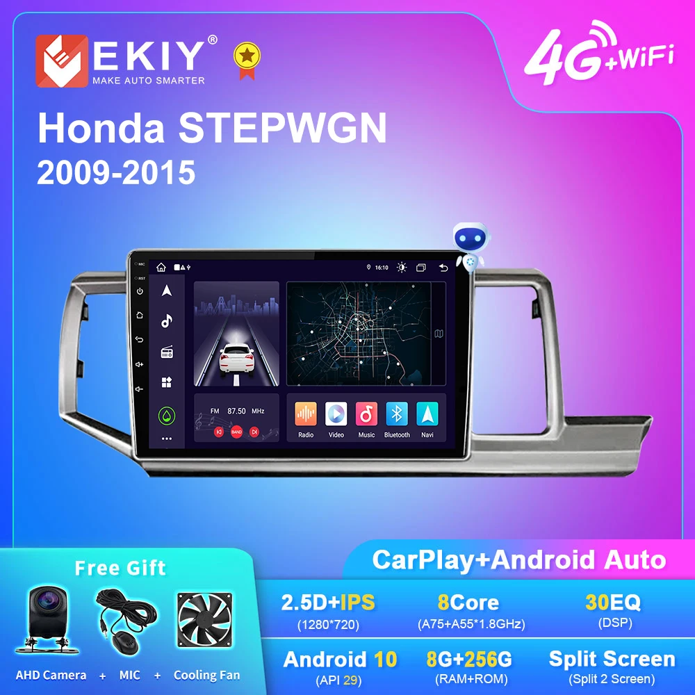 EKIY X7 Android 10 Car Radio For Honda STEPWGN 2009-2015 Navigation GPS 1280*720 DSP Carplay Multimedia Player Auto Stereo DVD