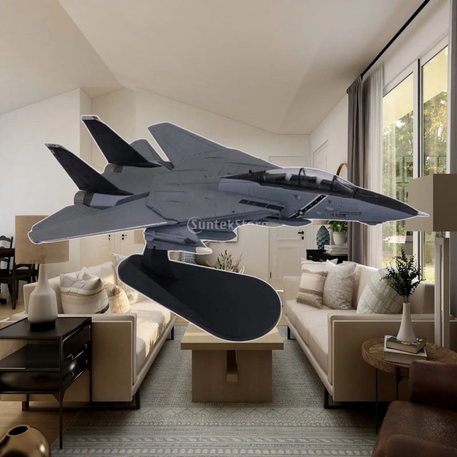 

US F14 Plane Model Fighter Model Toy Simulation Ornament with Display Stand for