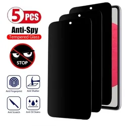5PCS Privacy Screen Protector for Xiaomi Redmi Note 12 11 10 13 Pro 11S 9 8 7 Plus 5G 10S 9S Anti-spy Glass for Redmi 10C 9A 9