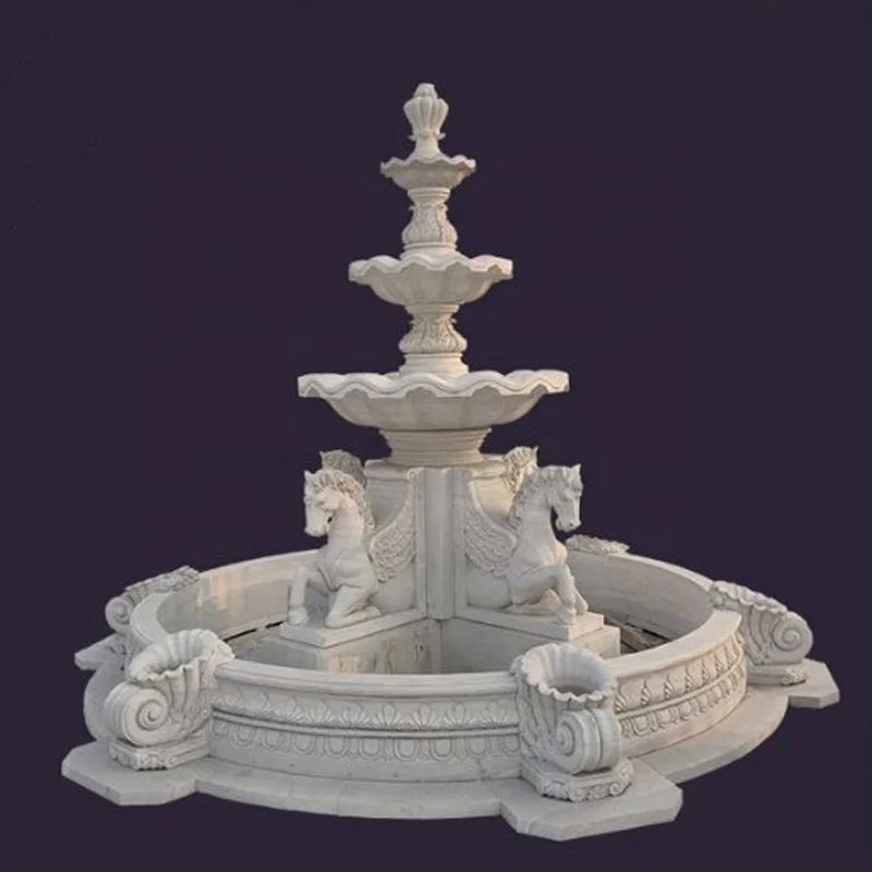Marble Stone Custom Outdoor Garden Decoration Hand Carved Classical Natural Marble Stone Fountain White  Marble Water Fountain
