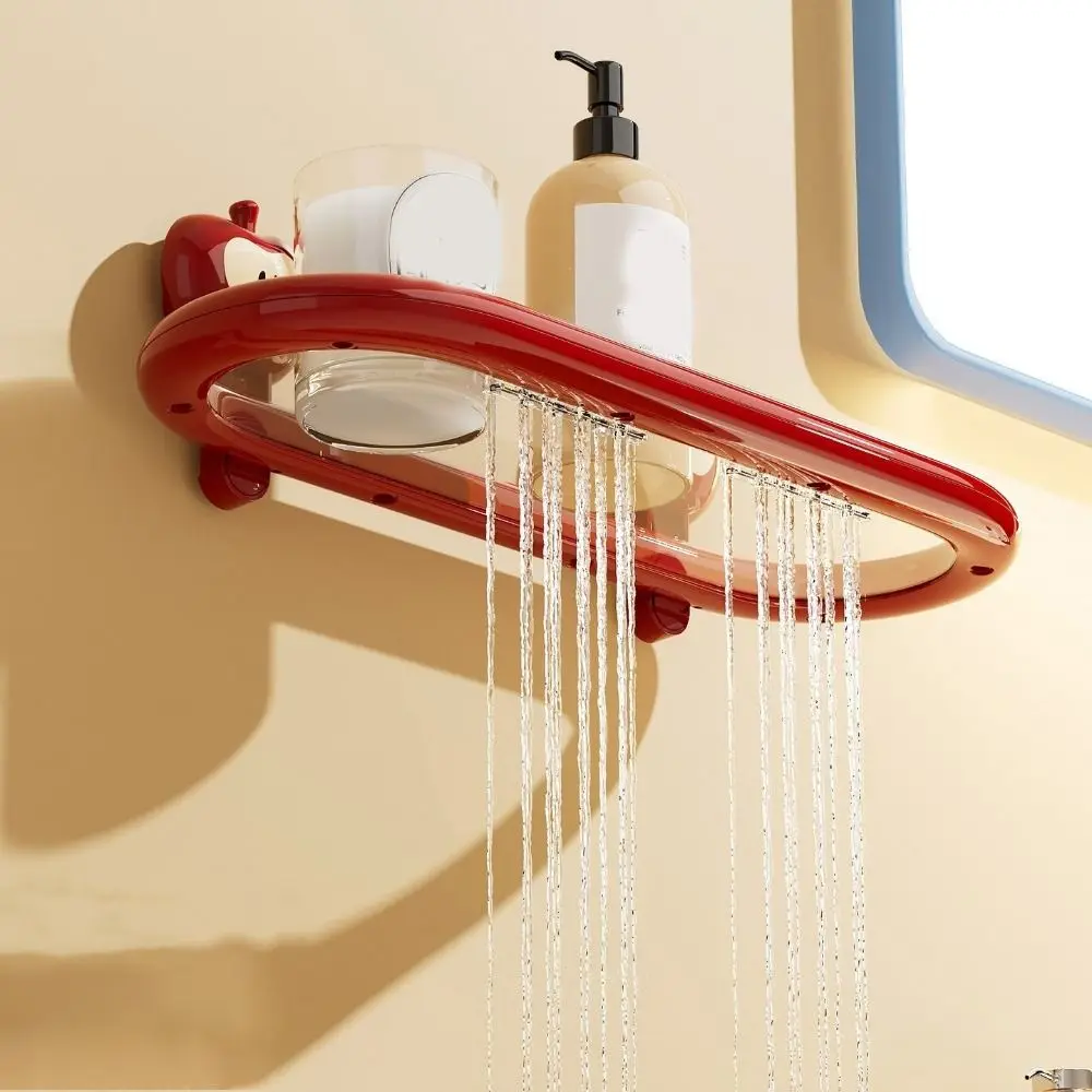 

Пластиковая настенная полка-органайзер на присосках без сверления, для хранения туалетных принадлежностей, с функцией слива воды