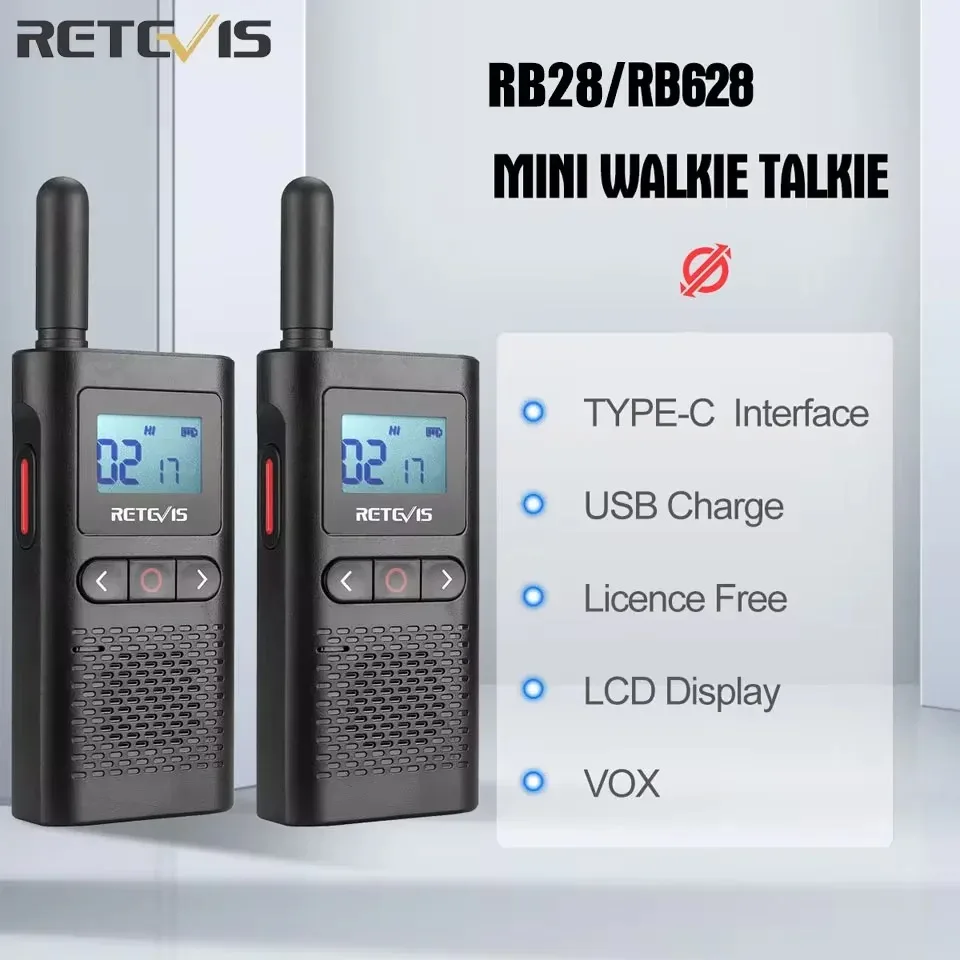 

Retevis RB628 Mini Walkie Talkie Rechargeable Walkie-Talkie 2 pcs included PMR446 Long Range Portable Two-way Radios For Hunting