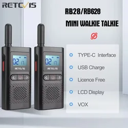 Retevis RB628 Mini Walkie Talkie Walkie-Talkie recargable 2 piezas incluidas PMR446 Radios bidireccionales portátiles de largo alcance para caza