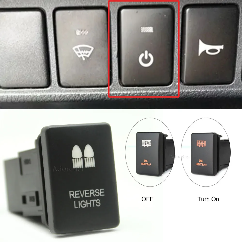 Car Driving Lights DRL Light Bar REVERSE Lights Button Switch for Toyota Hilux Prado 16 17 18 19