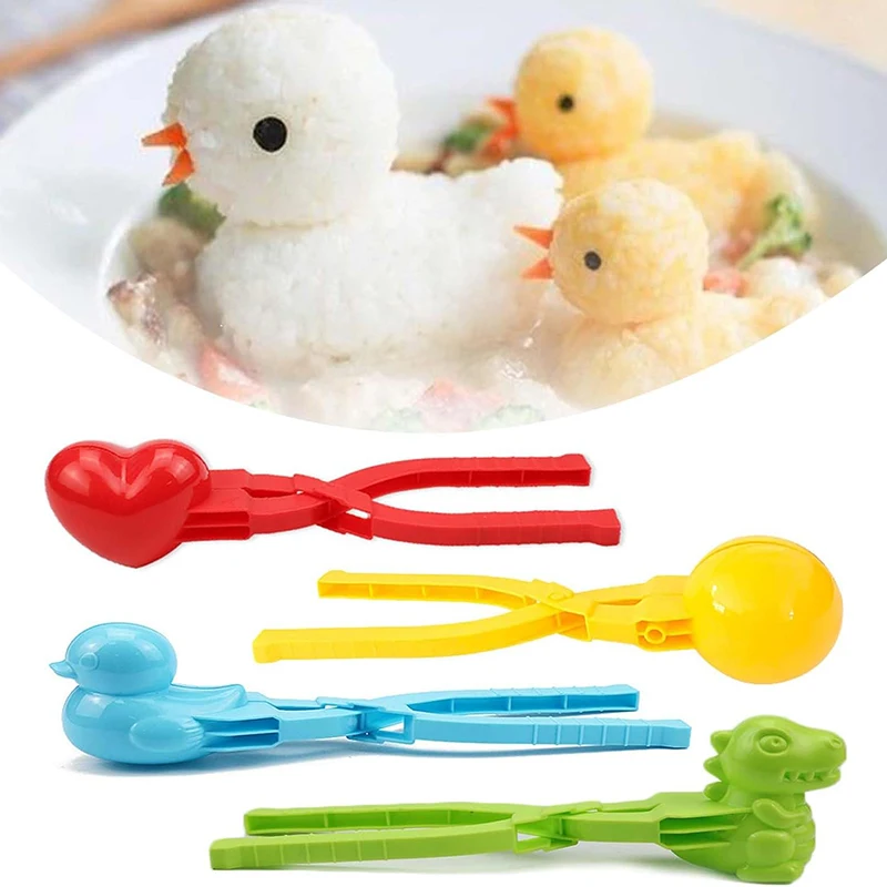 Cute Duck Shaped Rice Mold Maker Clip Children Outdoor Plastic Duck Rice Mold DIY Snowball Maker Sushi Mold With Handle