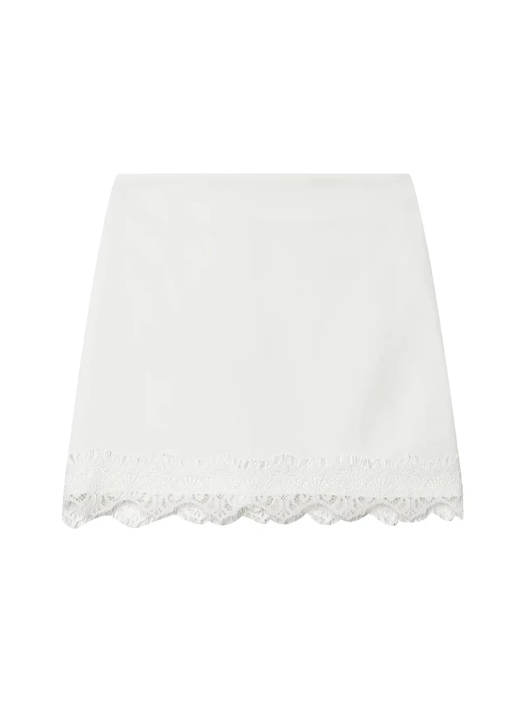 TFMLN New Women Satin Mini Skirts Casual Elegant Solid Color Lace Hem Skirt Fashion Commuter Streetwear Straight Short Skirts - Image 3