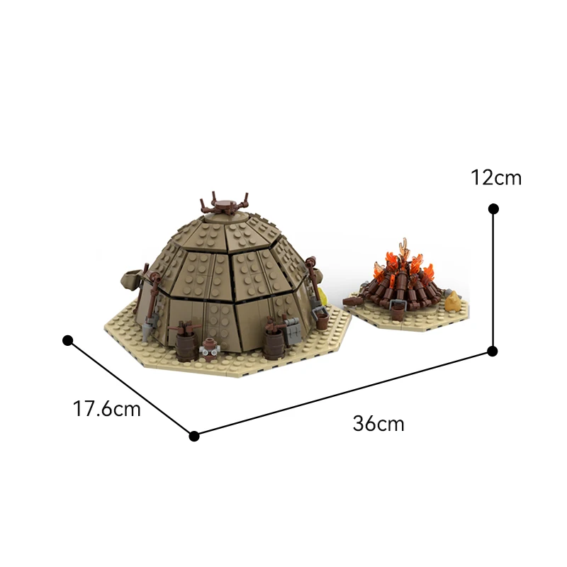 Space Movie Tusken Raider Urtya Tent - Campfire 560 Pieces Night Village Life Scenes Building Blocks Suit DIY Bricks Toys Gift