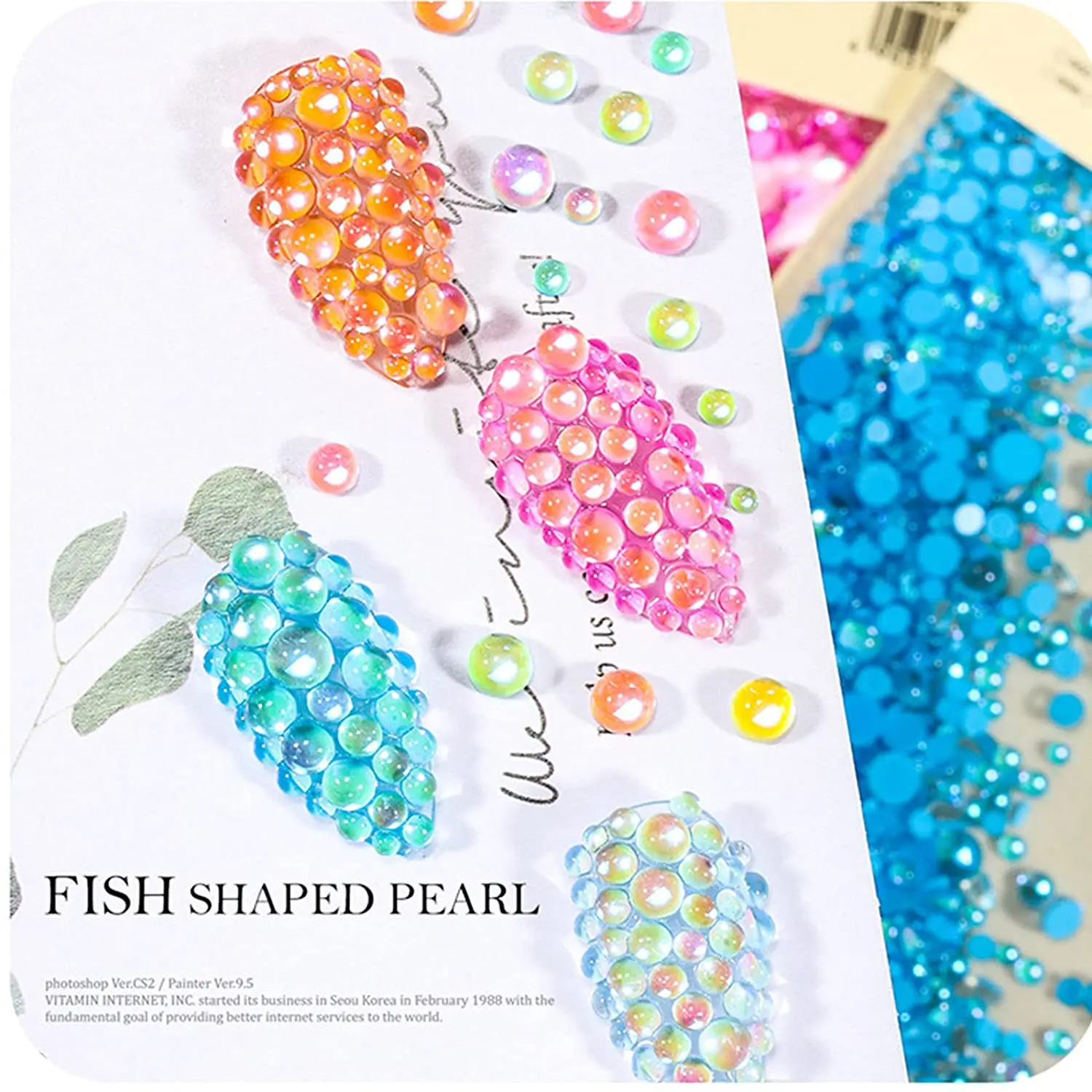 3D Mermaid Beads Round Rhinestone Nail Art Shiny Crystal Gems Aurora Nail Diamond Glass Beads Flatback Nail Art Strass