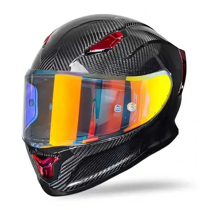 

Premium Full Face Carbon Fiber Helmet Motorcycle Racing DOT Approved Ultra-Lightweight Shell Aerodynamic Design Bike Cruiser