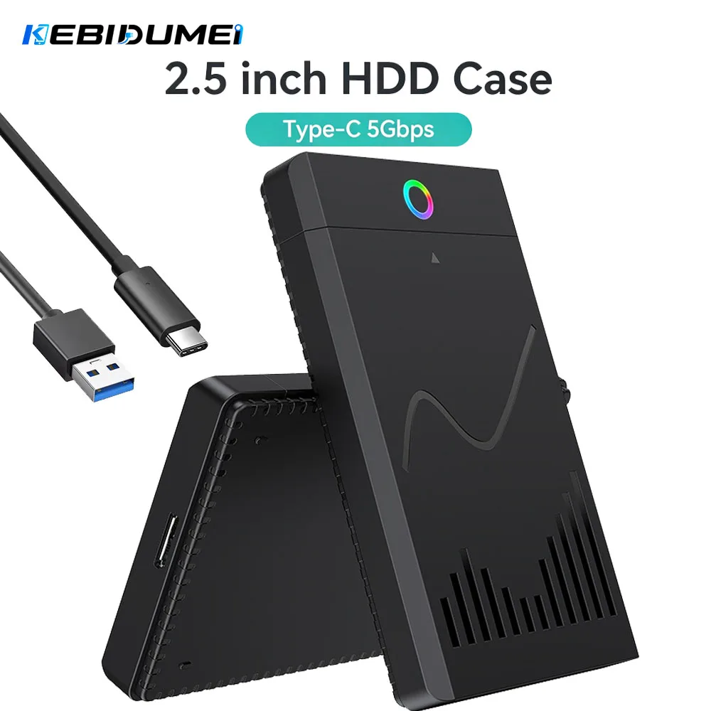 KEBIDUMEI 2,5 Zoll HDD-Gehäuse RGB SATA zu USB 3.0 Festplattengehäuse 5 Gbps SSD-Box Festplattengehäuse für Laptop-PC-Zubehör