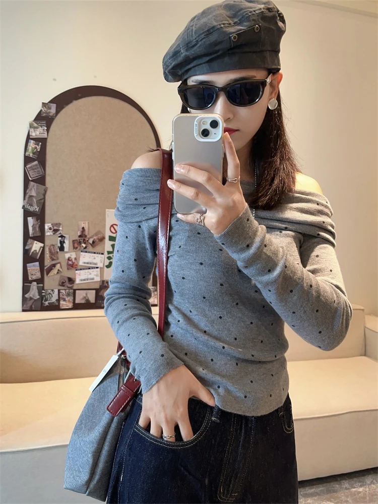 

SDNINEHOME Повседневный облегающий топ на одно плечо Aosphere Simple Sle Sweet Wind, трикотажная футболка с рукавом три четверти для весенне-осеннего сезона