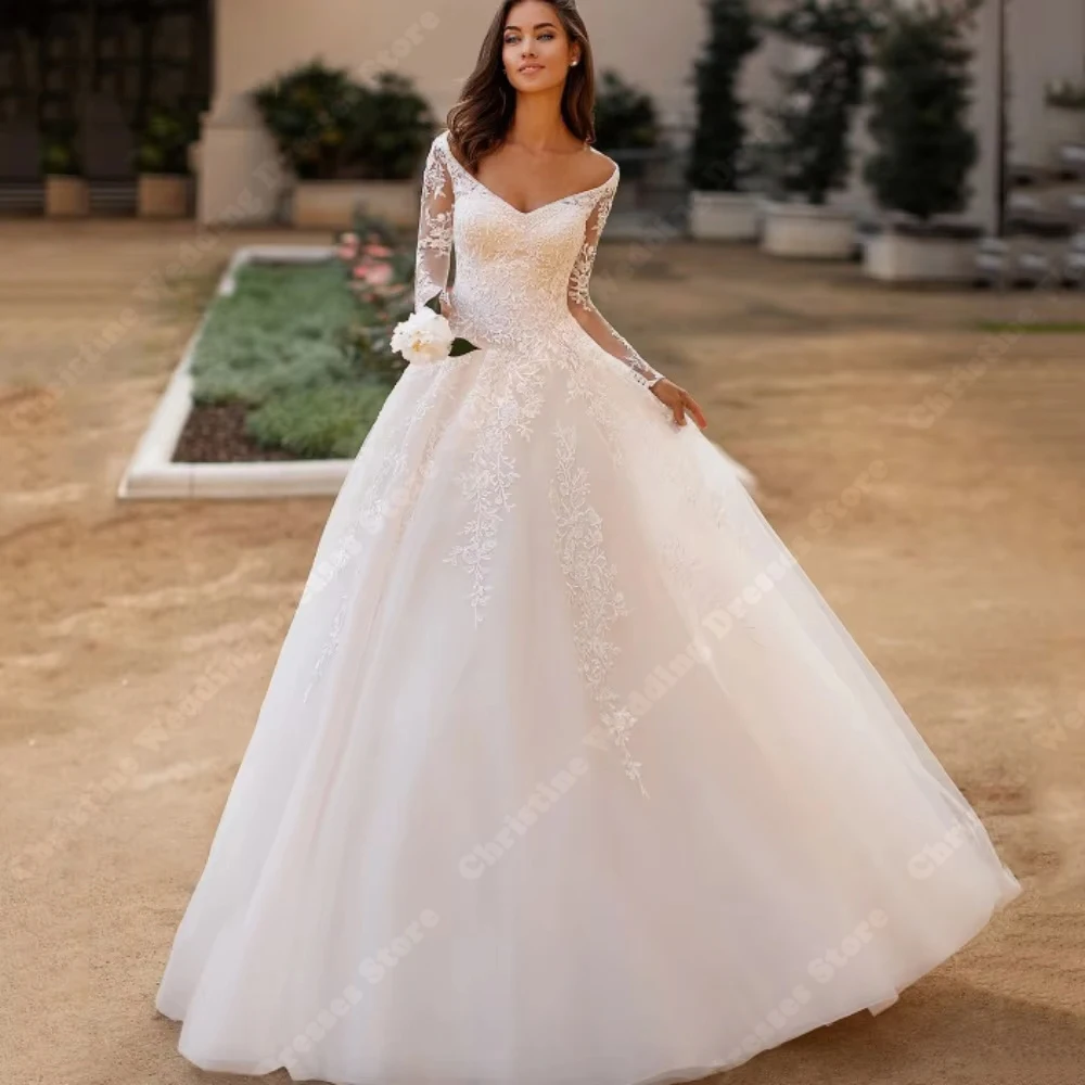 

Elegant A-Line Wedding Dresses For Women Sweetheart Collar Lace Flower Print Gowns Mopping Length Party Vestidos De Novias 2025