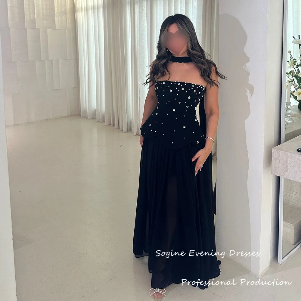 스카프가 달린 쉬폰 이브닝 드레스 맞춤형 스트랩리스 롱 머메이드 프롬 드레스 크리스탈 장식된 이브닝 드레스