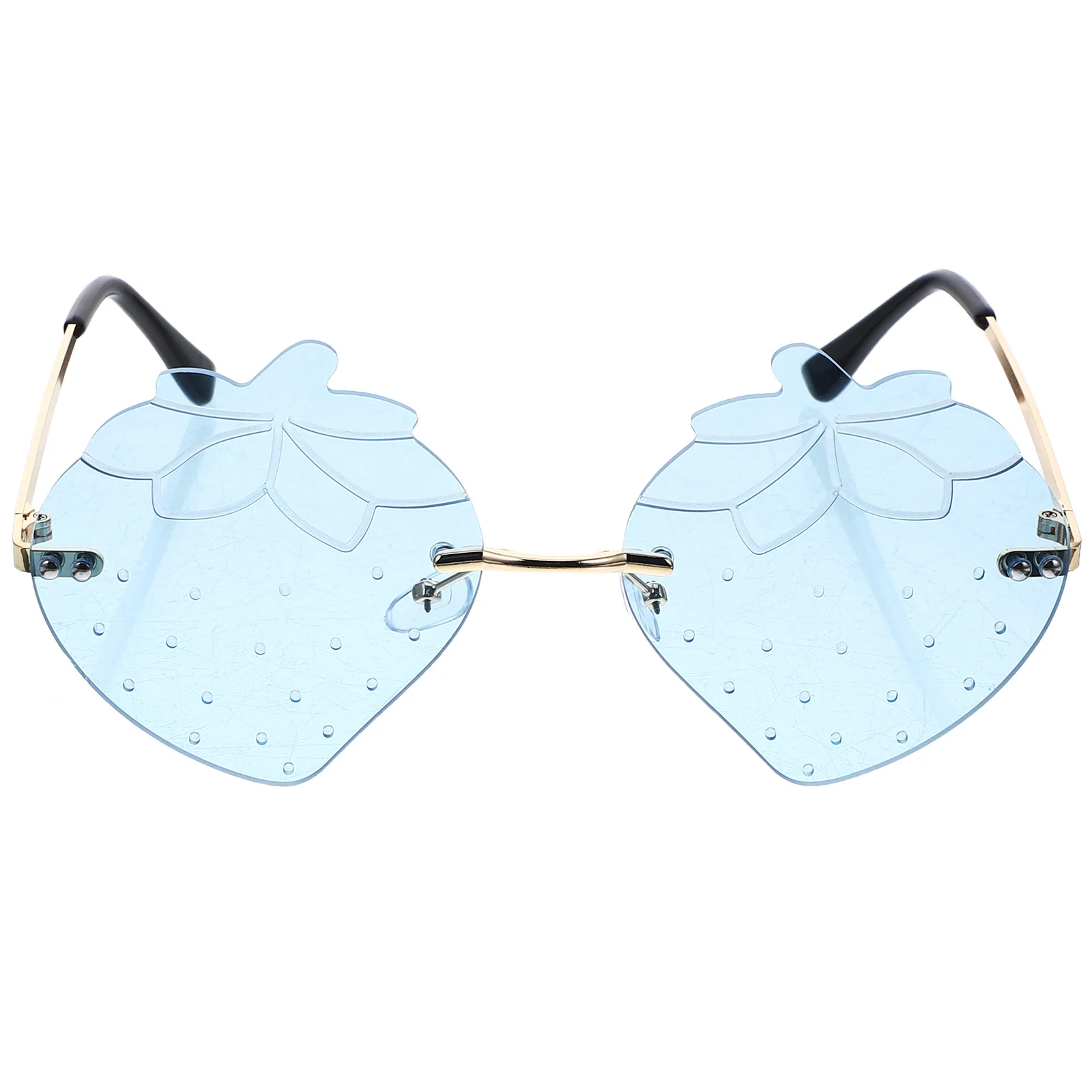 

1 пара безрамочных очков с клубникой, крутые солнцезащитные очки неправильной формы на Рождество, Новый год, вечеринка, сценические мероприятия, модные аксессуары