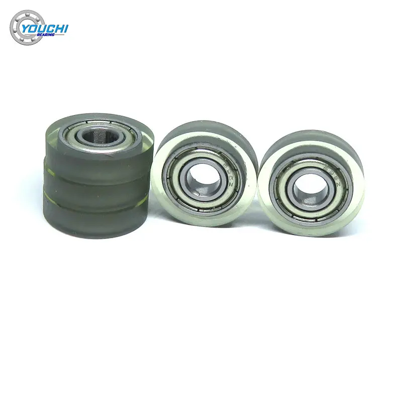 5pcs OD 19mm PU Coated  Roller With 696Z Bearing PU69619-5 6x19x5mm Polyurethane Covered Rubber Bearing Wheel 6*19*5