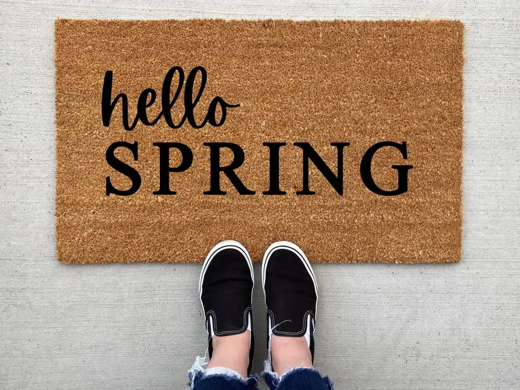 Indoor Floor Mats for Home Entrance Hello Spring Doormat Spring Doormat Spring Decor Funny Doormats for Front Door Protected by 