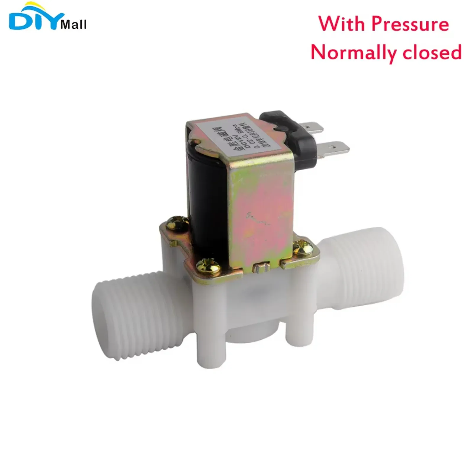 5PCS Plastic Electric Solenoid Valve With Pressure Normally Closed DC 12V N/C With Pressure Water Air Inlet Flow Switch G1/2