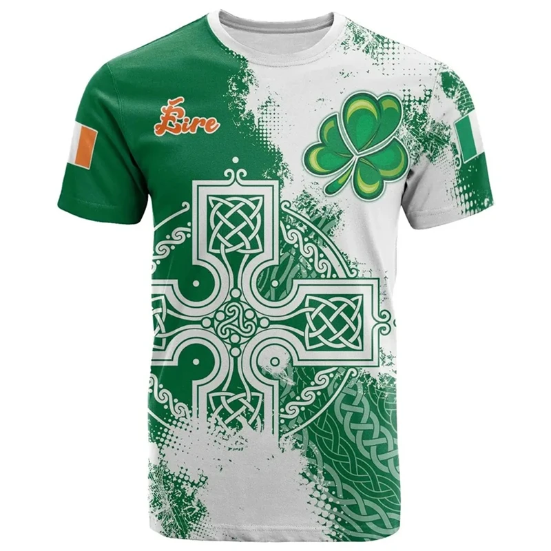 Ireland Shamrock Pattern T-Shirt 3D Printed T Shirt Men Women Clothing Casual Short Sleeve Tees O-Neck Pullover Tops Streetwear