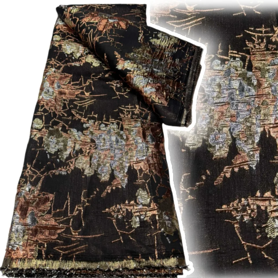 

Новинка 2025, высокое качество, нигерийская жаккардовая кружевная ткань, дамасская африканская парча, кружевная ткань для женщин, свадебные платья AH1639