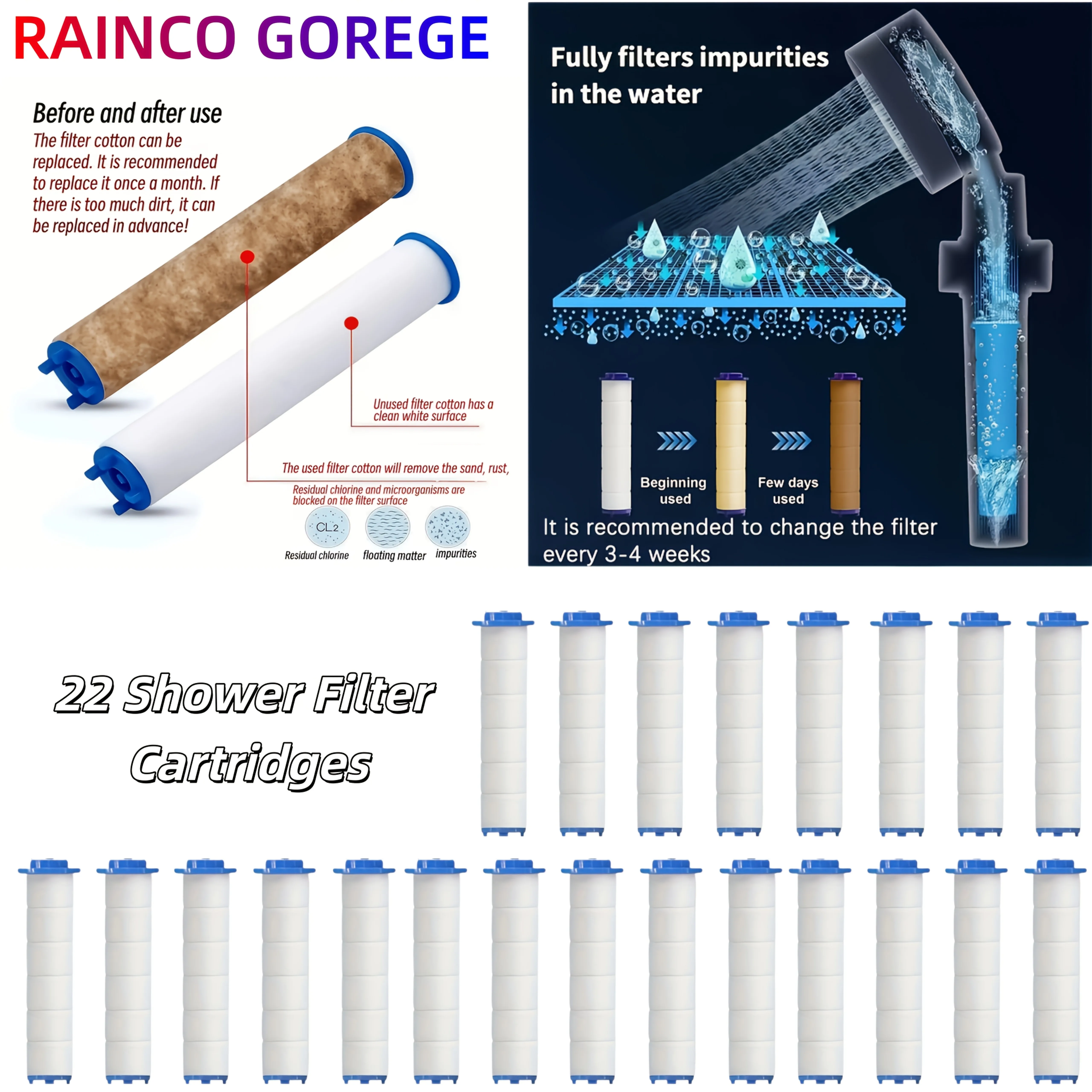 22pcs PP Shower Filters Turbo Handheld Shower Fits Detachable Propeller Shower Not Suitable For All Showers Please Measure First