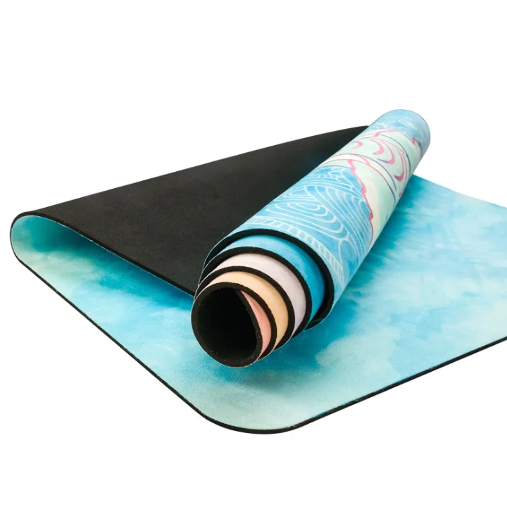Eco Friendly Comfortable Natural Rubber Bottom  Suede Surface Custom Printing  Yoga Mat