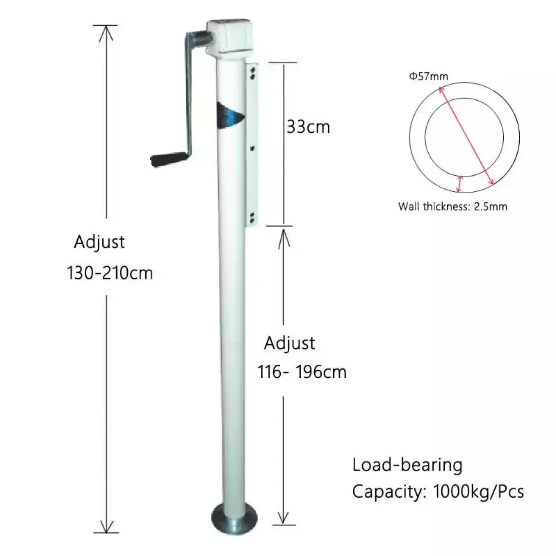 Manual Truck Camper Corner Jack, Adjustable Hand Crank Support Leg for Pickup Camper Stabilization, 1000kg Load Capacity