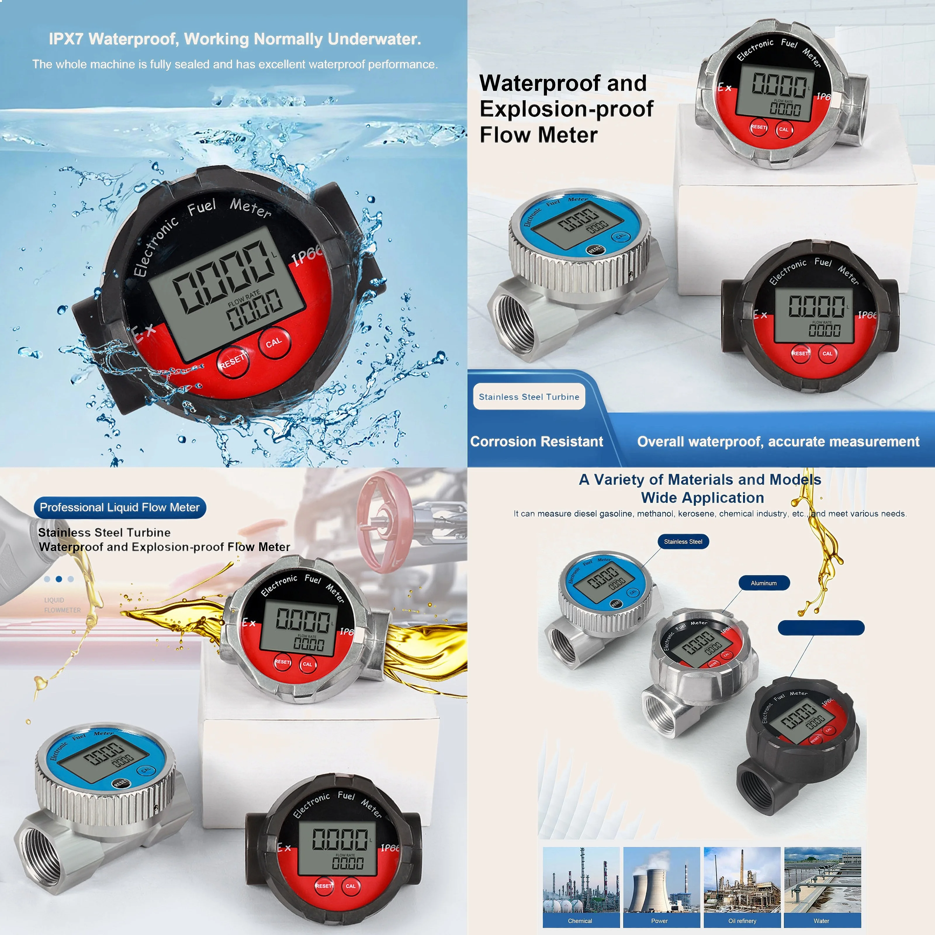 1 Inch DN32 Turbine Flow Meter High Accuracy Digital Display Waterproof Anti-Interference