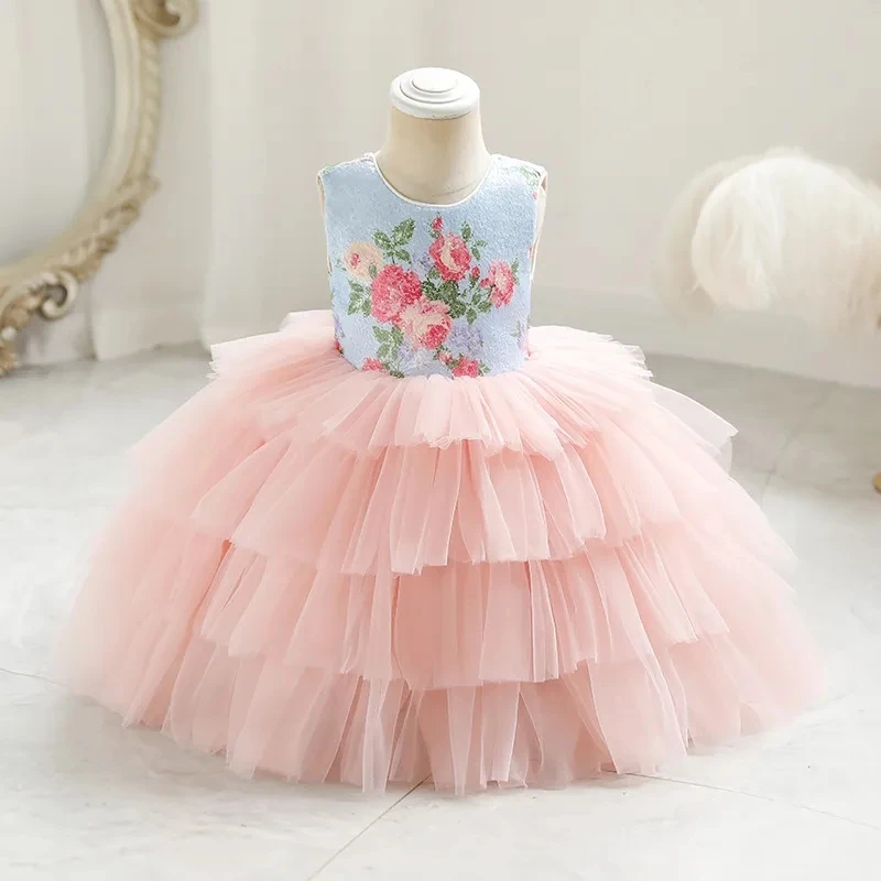 Children Evening Dresses for Girls 2-10Years Kids Birthday Party Luxury 2023 Fluffy Ball Gown Wedding Prom Formal sequin Dress