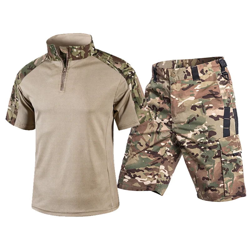 

Men's Tactical Shirts Shorts Set Quick Dry Combat Uniform Summer Military Frog Suit Training Sports Outdoor Fitness
