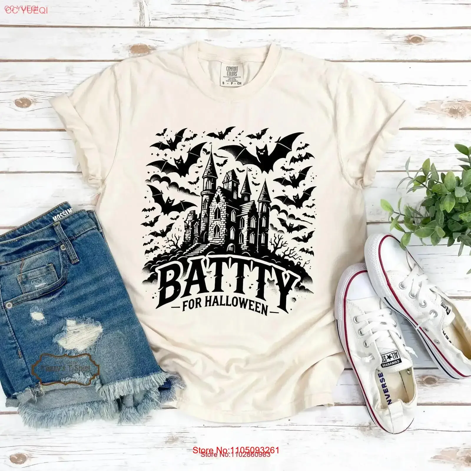 باتي لجميع القديسين تي شيرت القلعة المسكونة والخفافيش تصميم ملابس قوطية مخيفة عتيقة ملابس الشارع الشهير ممتدة قابلة للتنفس #1